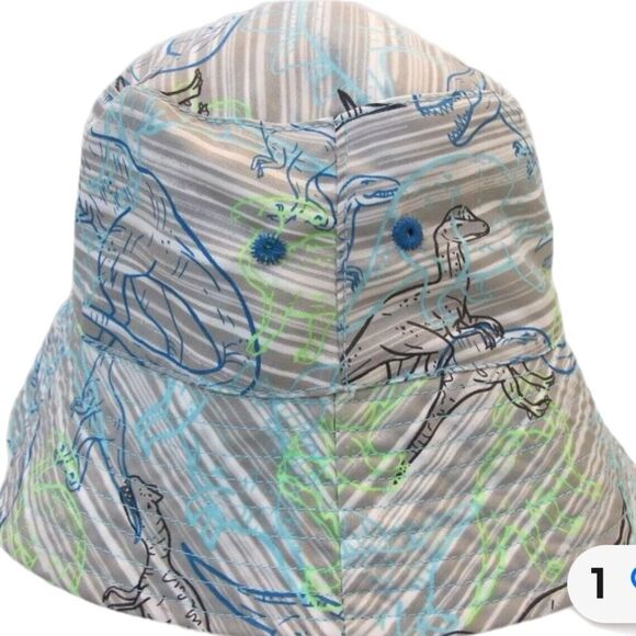 UV SKINS Reversible Boys Bucket Hat Sz 6 Aqua / Dinosaurs. - Picture 3 of 11